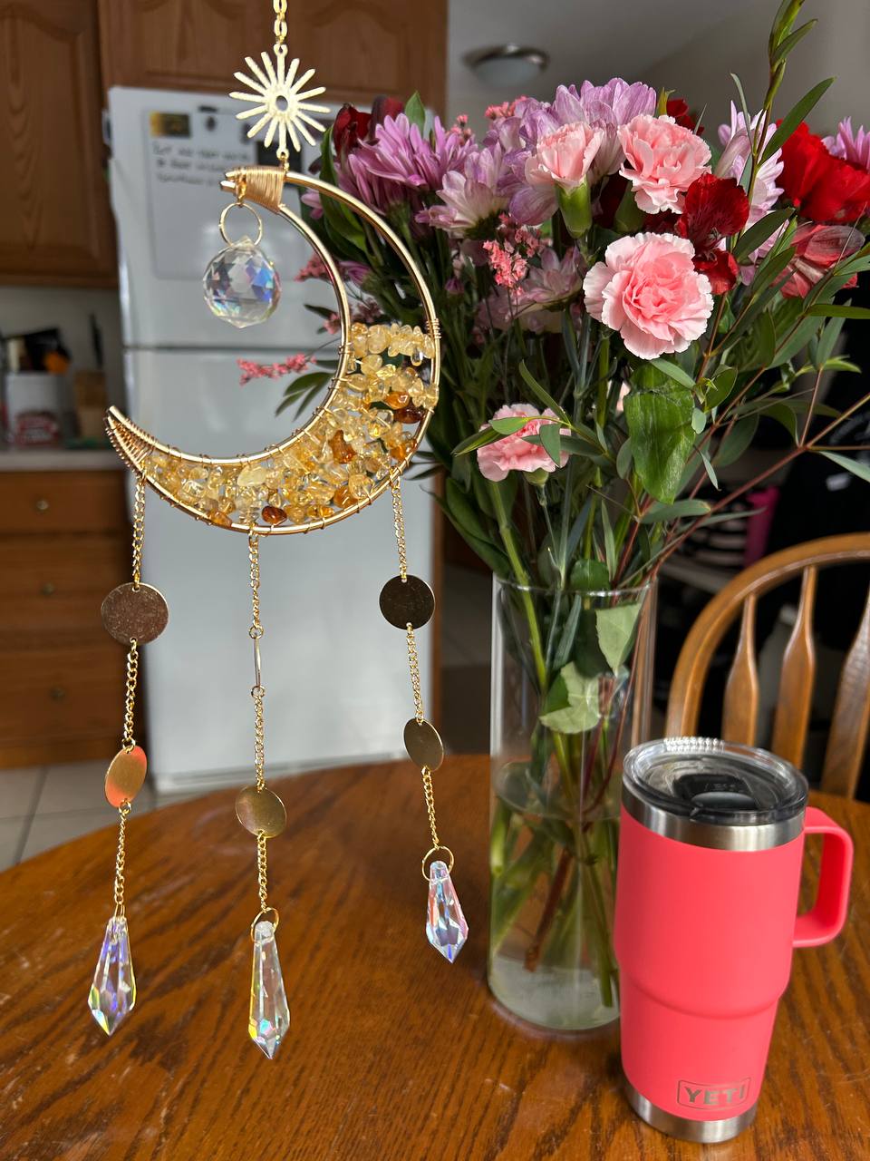 Citrine Natural Crystal Sun & Moon Catchers